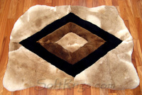 custom Huacaya alpaca fur rug with Rhombus pattern