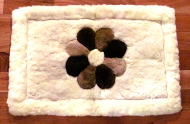 custom alpaca fur rug with flower pattern