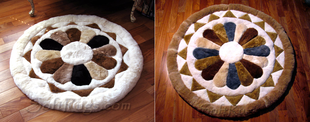 mosaic of multicolor flower alpaca fur rugs>