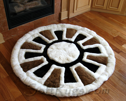 Round Alpaca Fur Rug in Custom Colors